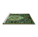 Sideview of Machine Washable Medallion Turquoise French Area Rugs, wshabs5242turq