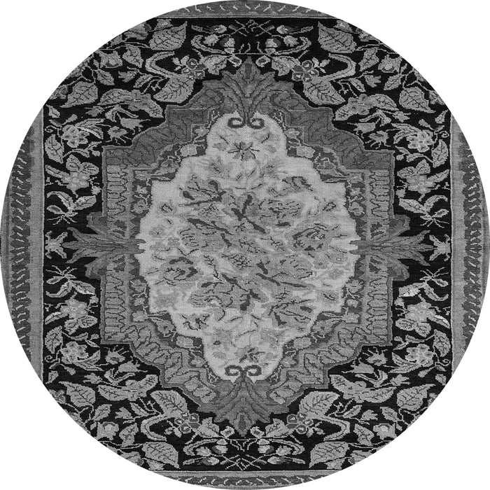 Round Machine Washable Medallion Gray French Rug, wshabs5242gry