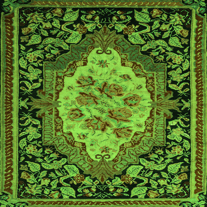 Square Machine Washable Medallion Green French Area Rugs, wshabs5242grn
