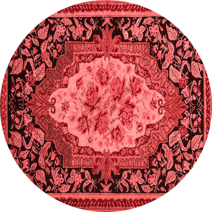 Machine Washable Medallion Red French Rug, wshabs5242red