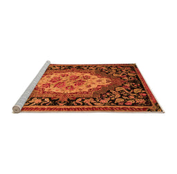 Sideview of Machine Washable Medallion Orange French Area Rugs, wshabs5242org