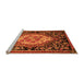 Sideview of Machine Washable Medallion Orange French Area Rugs, wshabs5242org