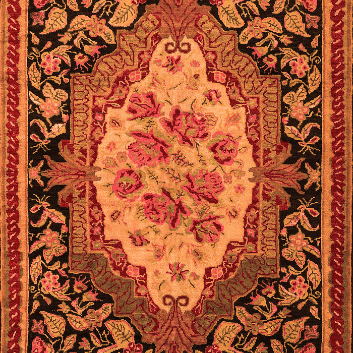 Machine Washable Medallion Orange French Area Rugs, wshabs5242org