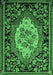 Machine Washable Medallion Emerald Green French Area Rugs, wshabs5242emgrn