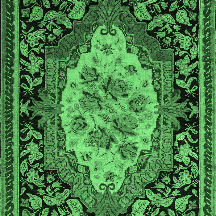 Machine Washable Medallion Emerald Green French Area Rugs, wshabs5242emgrn