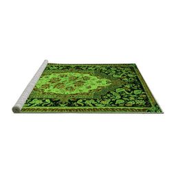 Sideview of Machine Washable Medallion Green French Area Rugs, wshabs5242grn