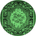 Round Medallion Emerald Green French Rug, abs5242emgrn