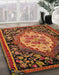 Machine Washable Abstract Saffron Red Rug in a Family Room, wshabs5242