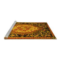 Sideview of Machine Washable Medallion Yellow French Rug, wshabs5242yw