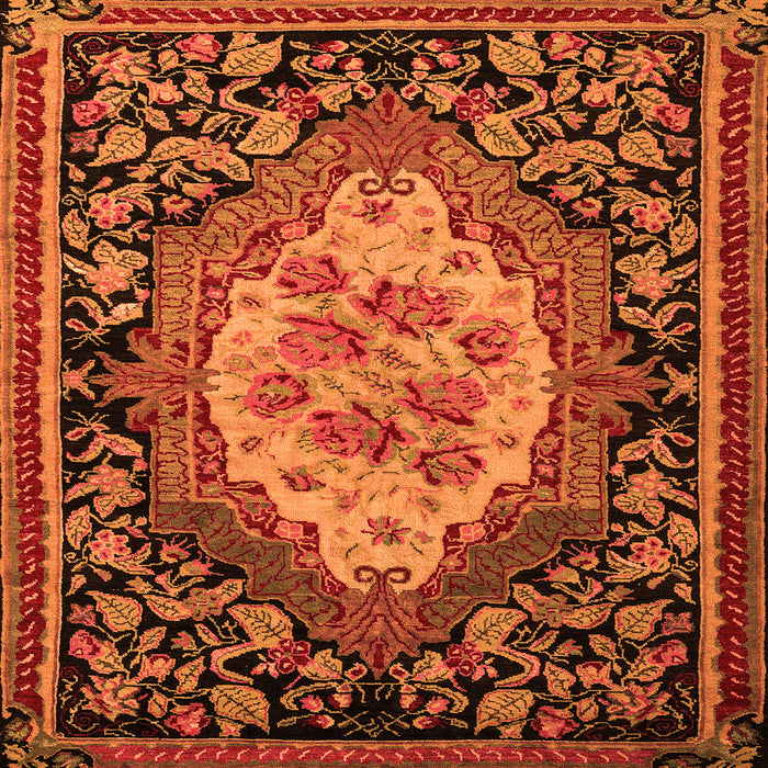 Square Machine Washable Medallion Orange French Area Rugs, wshabs5242org