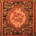 Square Machine Washable Medallion Orange French Area Rugs, wshabs5242org