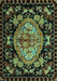 Machine Washable Medallion Turquoise French Area Rugs, wshabs5243turq