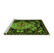 Sideview of Machine Washable Medallion Green French Area Rugs, wshabs5243grn