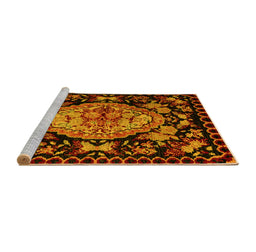 Sideview of Machine Washable Medallion Yellow French Rug, wshabs5243yw