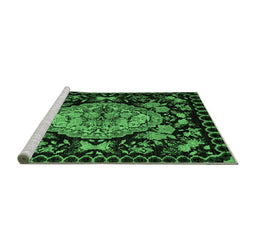 Sideview of Machine Washable Medallion Emerald Green French Area Rugs, wshabs5243emgrn