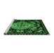 Sideview of Machine Washable Medallion Emerald Green French Area Rugs, wshabs5243emgrn