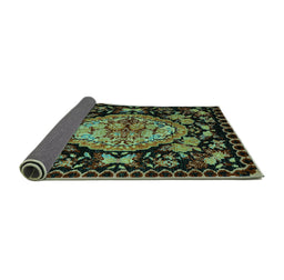 Sideview of Medallion Turquoise French Rug, abs5243turq