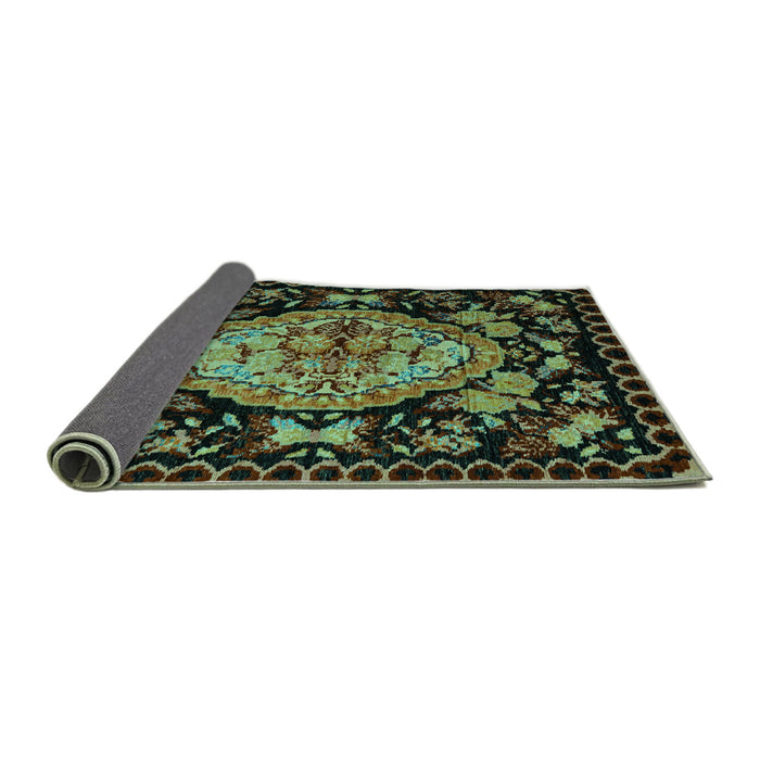 Sideview of Medallion Turquoise French Rug, abs5243turq