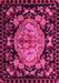 Machine Washable Medallion Pink French Rug, wshabs5243pnk