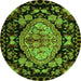 Round Machine Washable Medallion Green French Area Rugs, wshabs5243grn