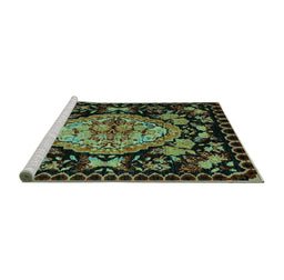 Sideview of Machine Washable Medallion Turquoise French Area Rugs, wshabs5243turq