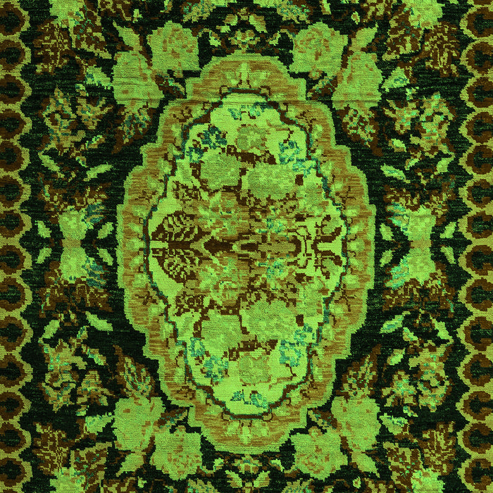 Machine Washable Medallion Green French Area Rugs, wshabs5243grn