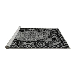 Sideview of Machine Washable Medallion Gray French Rug, wshabs5243gry