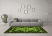 Machine Washable Medallion Green French Area Rugs in a Living Room,, wshabs5243grn