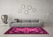 Machine Washable Medallion Pink French Rug in a Living Room, wshabs5243pnk