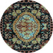 Round Medallion Light Blue French Rug, abs5243lblu