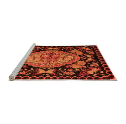 Sideview of Machine Washable Medallion Orange French Area Rugs, wshabs5243org