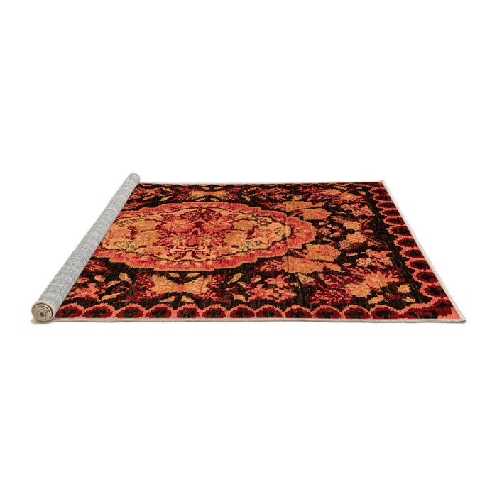 Sideview of Machine Washable Medallion Orange French Area Rugs, wshabs5243org