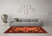 Machine Washable Medallion Orange French Area Rugs in a Living Room, wshabs5243org