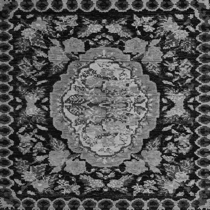 Square Machine Washable Medallion Gray French Rug, wshabs5243gry