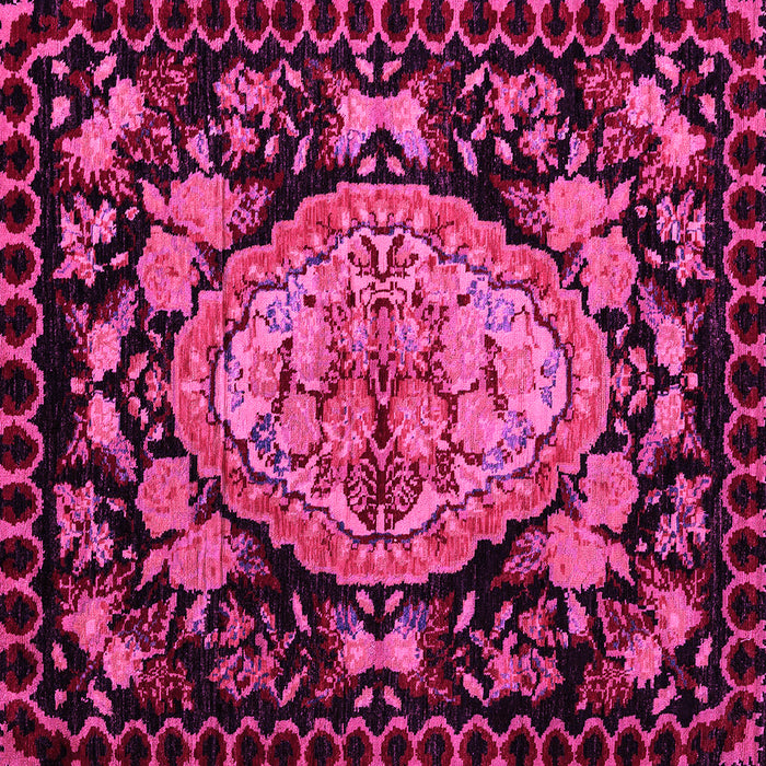 Square Machine Washable Medallion Pink French Rug, wshabs5243pnk