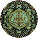 Round Medallion Turquoise French Rug, abs5243turq