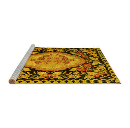 Sideview of Machine Washable Medallion Yellow French Rug, wshabs5244yw