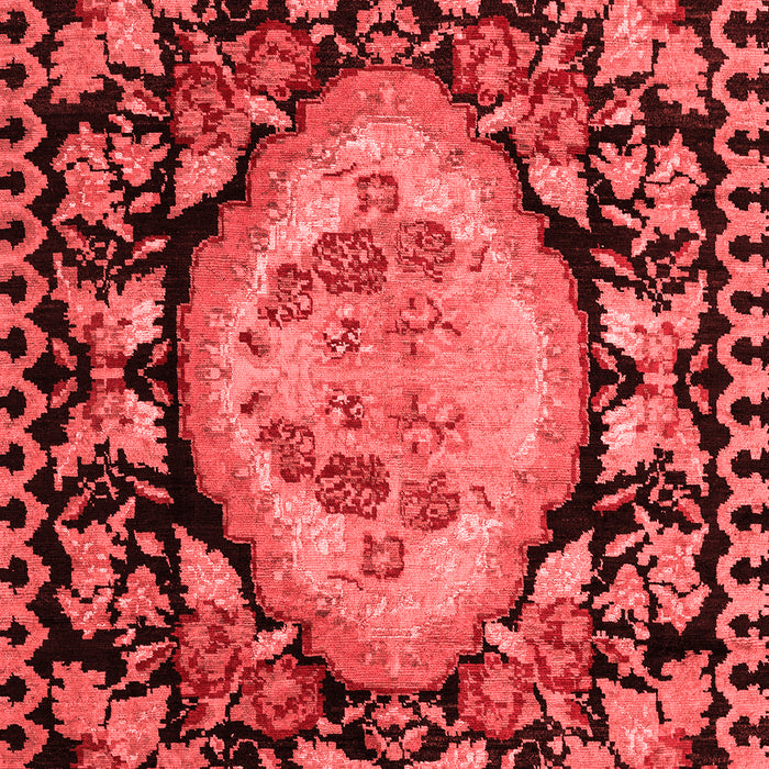 Machine Washable Medallion Red French Rug, wshabs5244red