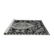 Sideview of Machine Washable Medallion Gray French Rug, wshabs5244gry