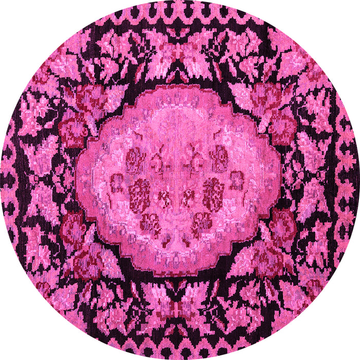 Round Medallion Pink French Rug, abs5244pnk