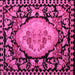 Square Machine Washable Medallion Pink French Rug, wshabs5244pnk