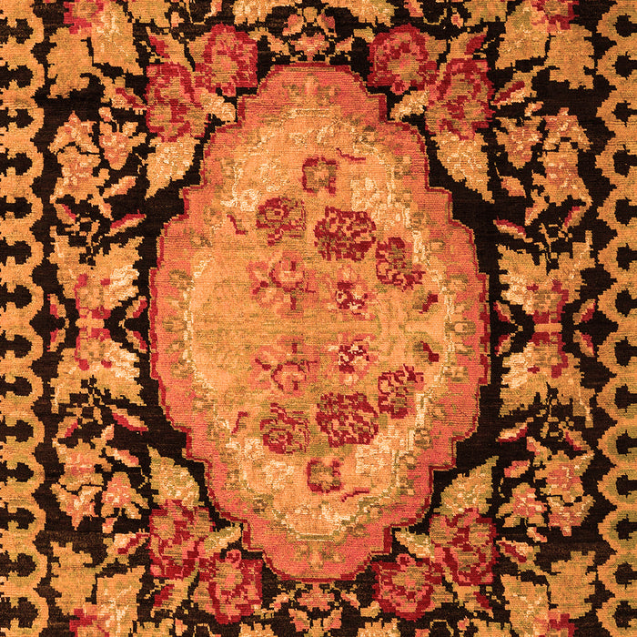 Machine Washable Medallion Orange French Area Rugs, wshabs5244org