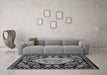 Machine Washable Medallion Gray French Rug in a Living Room,, wshabs5244gry