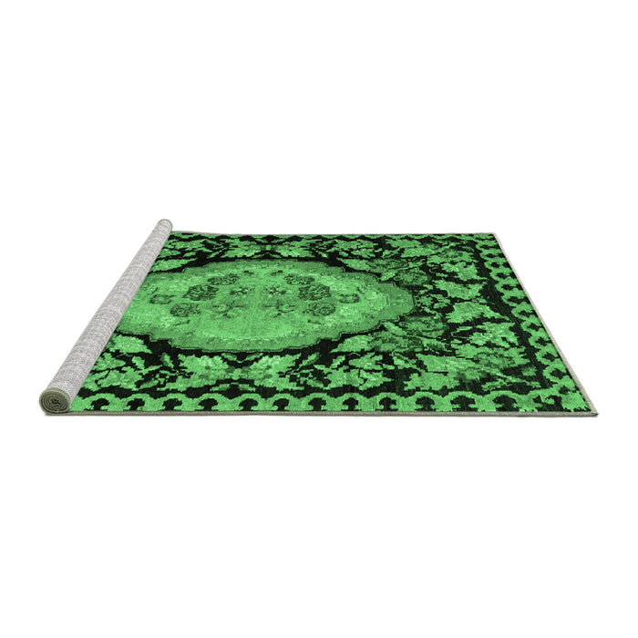 Sideview of Machine Washable Medallion Emerald Green French Area Rugs, wshabs5244emgrn
