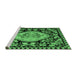 Sideview of Machine Washable Medallion Emerald Green French Area Rugs, wshabs5244emgrn