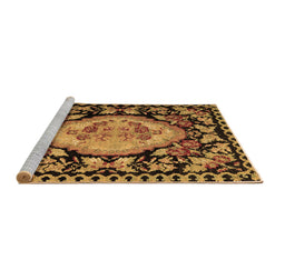 Sideview of Machine Washable Medallion Brown French Rug, wshabs5244brn