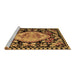 Sideview of Machine Washable Medallion Brown French Rug, wshabs5244brn