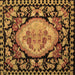 Square Machine Washable Medallion Brown French Rug, wshabs5244brn