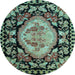 Round Medallion Light Blue French Rug, abs5244lblu