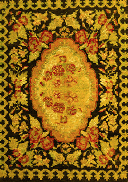 Medallion Yellow French Rug, abs5244yw